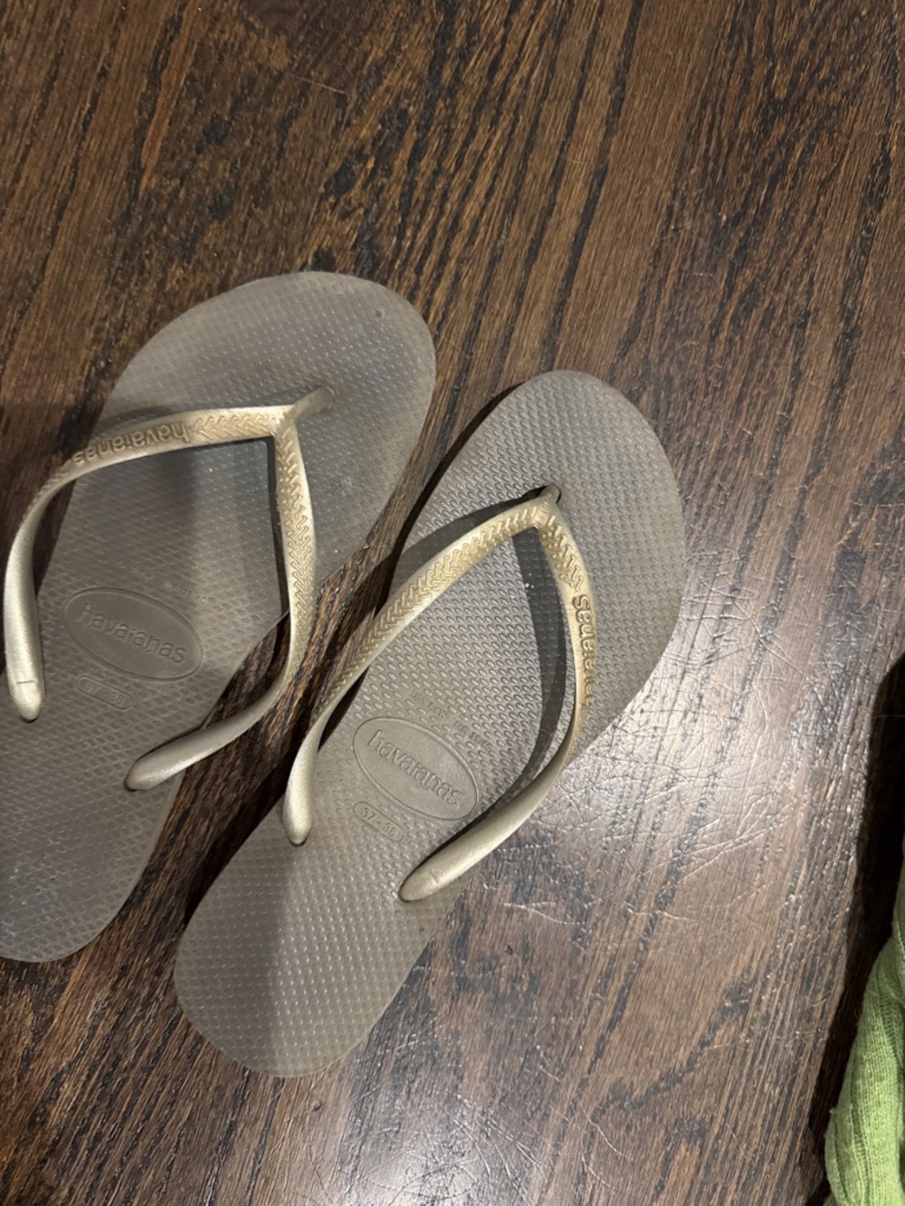 Havaianas Brown Footbed with Gold Straps Flip Flops
